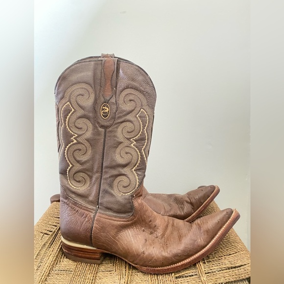 Mister May Boots Men’s 11 Ostrich Skin Cowboy Boot Leather - Picture 1 of 9
